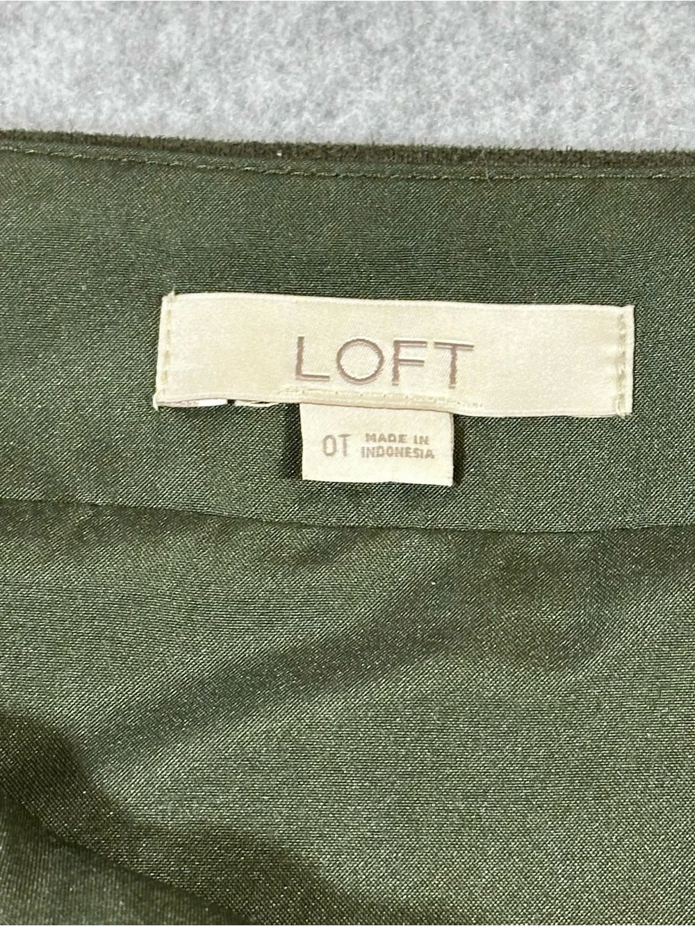 LOFT Olive High Waisted Green Faux-Suede A-Line Mini Skirt